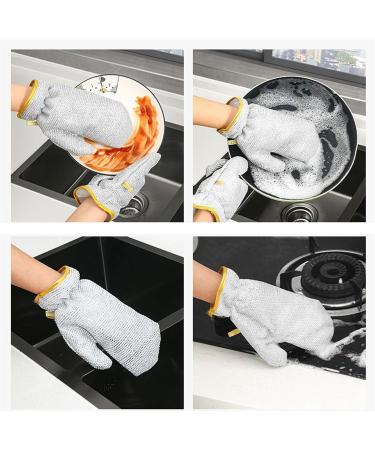 CHENZILIN 2pc Convenient Double Sided Silver Wire Dishwashing Gloves Heat and Cold Resistant Wire Dishwashing Rags Waterproof Pads - Buy Online on GoSupps.com