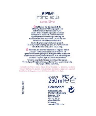 Buy Nivea Intimo Aqua Sensitive Calming Cleaning Mousse 3-Pack (3 x 250 ml) | Gentle Intimate Care Foam with Thermal Water & Panthenol - International Shipping Available - Buy Online on GoSupps.com