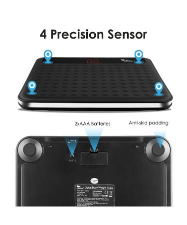 Digital Body Weight Bathroom Scale  High Precision Measurements Scales with Large Non Slip Silicone Platform and LCD Digital Display  400lbs/180kg Capacity (Black) 1-Black - Buy Online on GoSupps.com