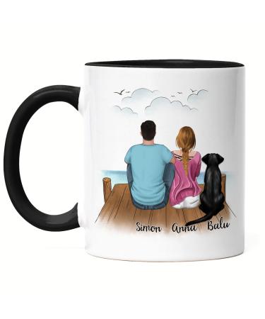 Kiddle design couple with dogs cup of black personalized dog owner gift dog lover couple dog dog mom dad dog mama dog dad