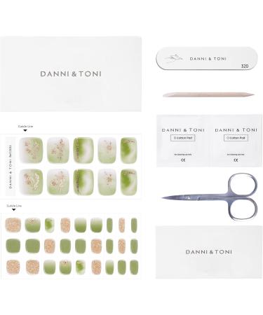 Danni & Toni Enchanted Forest Half Hardened Gel Nail Films | Green Gold Foil Glossy Stickers | 37 Nail & Pedi Wraps - Buy Online on GoSupps.com