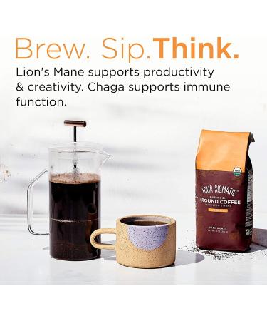 Four Sigma Tic Champignon Ground Coffee with Lion's Mane Think Dark Roast 340 g Pack of 2 - Buy Online on GoSupps.com