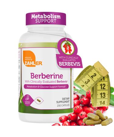 Berberine with Clinically Evaluated Berbevis Metabolism and Glucos Support Formula 250 Capsules.