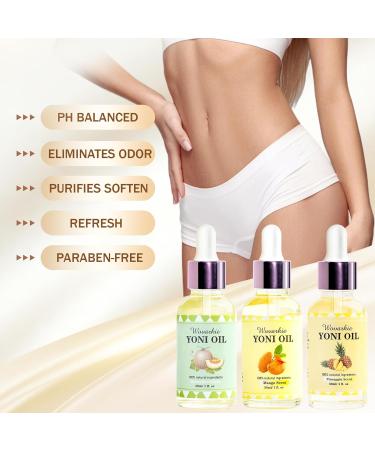3PCS Yoni Oil for Women - pH Balance Feminine Deodorant & Moisturizer | All Natural Honeydew Pineapple Mango Essential Oil - Buy Online on GoSupps.com