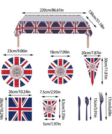 British Flag Plates | Union Jack Pattern Tableware Set Patriotic Decorations Convenient Plates for Girls Themed Parties Pochy Charles Memorial Set Crown - 9-piece Set - Buy Online on GoSupps.com