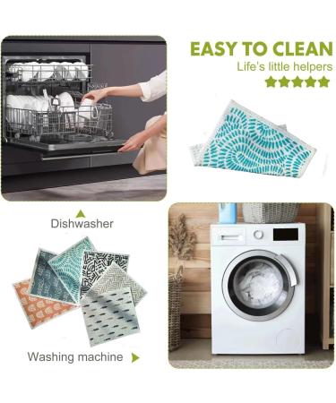Set of 6 Kitchen Swedish Dishcloths Scandi Geometric Cleaning Cloths Strong Absorbent and Quick Drying Dish Towels Reusable Cloths for Counter Wipes Art Deco (Scandi - Buy Online on GoSupps.com