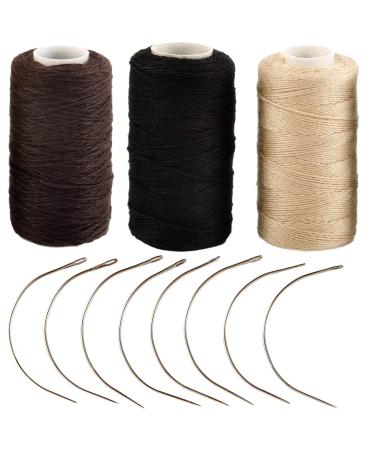 UNVOJL 23 Pieces Hair Extensions Tools 3 Pieces Hair Extension Weaving Thread with 20 Pieces Hair Extension Curved C Needle