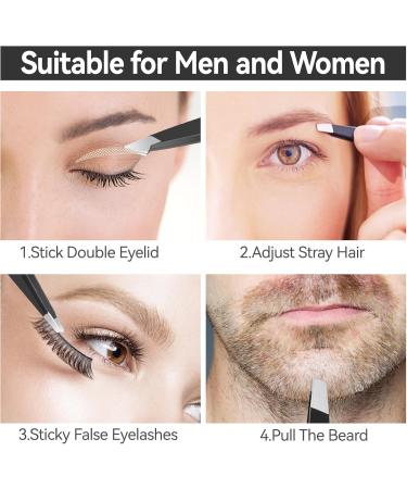 4 Piece Tweezers for Eyebrows Facial Brow and Ingrown Hair Removal Black - Buy Online on GoSupps.com