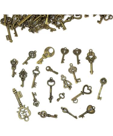 JIALEEY 125 PCS Vintage Skeleton Key Set Charms - Antique Style Bronze Brass Keys for DIY Jewelry Making and Wedding Favors - Buy Online on GoSupps.com