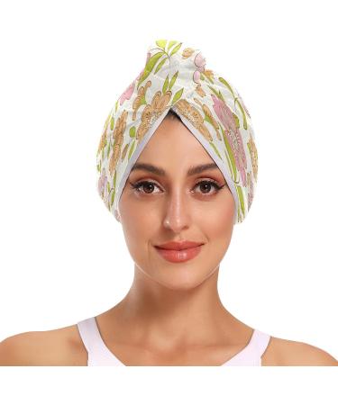 Daisy Flower Dry Hair Cap & Quick Drying Towel Set - 2 Piece Super Absorbent Soft Comfortable - Buy Online on GoSupps.com
