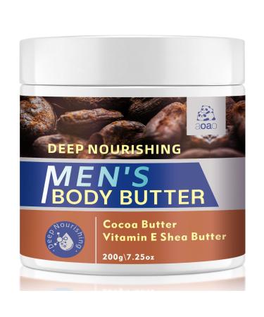 AOAO Cocoa Body Butter for Men, Skin Barrier Repair + Deep Nourishing with Shea Butter & Vitamin E, Body & Face Moisturizer for Extremely Dry Skin, Softens and Soothes, 200g/7.25 oz (Cocoa Butter-1)