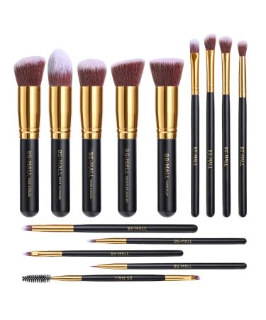 Makeup Brushes BS-MALL Premium Synthetic Foundation Powder Concealers Eye Shadows Makeup 14 Pcs Brush Set  (F-Gold)