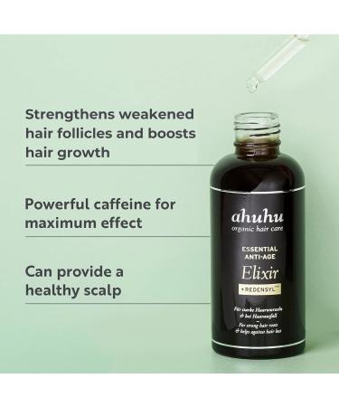 ahuhu ESSENTIAL ANTI-AGE Elixir with caffeine & redensyl (100ml) - highly concentrated scalp care stimulates hair growth provides thicker hair & more volume vegan hair care - Buy Online on GoSupps.com