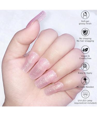  SanFangyue UV Nail Polish with Pink Glitter | 22 PCS Self-Adhesive Gel Film | Nail Polish Pads - Buy Online on GoSupps.com