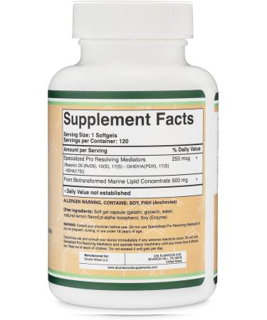 SPM Max (Specialized Pro-Resolving Mediators) 120 Softgels 500mg (Only Product Standardized and Third Party Tested to Contain Active SPMs Check The Supplement Fact Panel) by Double Wood - Buy Online on GoSupps.com