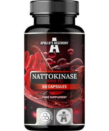 Nattokinase High Strength 100mg (2000 FU) - 60 Vegan Capsules - 2 Months Supply - Nattokinase Enzymes from Fermented Soybeans - Food Supplement - by Apollo's Hegemony