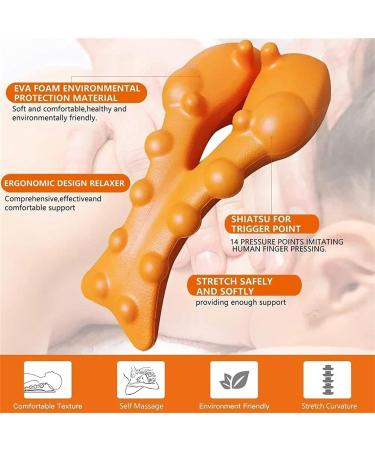 Neulleben Therapy Trigger Point Massage Device - Original Back Extension & Neck Cushion for Upper Back & Shoulder Relaxation - Effective Trapezius & Neck Massage - Orange - Buy Online on GoSupps.com