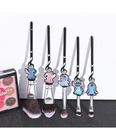 Boyigog 5Pcs Stitch Makeup Brushes with Storage Bag - Portable Brush Set for Powder, Eyeshadow, Blushes, Lips - Lovely Stitch Theme Gift for Girls and Women - Buy Online on GoSupps.com