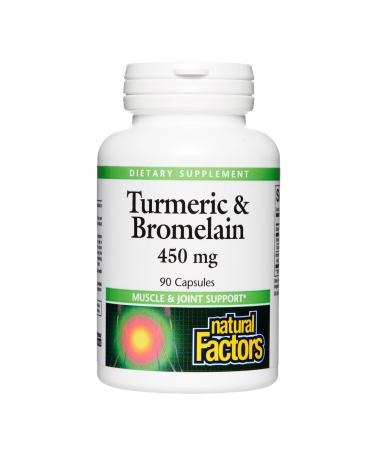 Natural Factors Turmeric & Bromelain 450 mg Muscle and Joint Support 90 Capsules