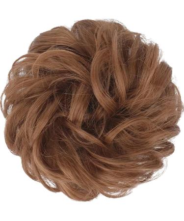 FESHFEN Messy Bun Hair Scrunchie Synthetic Updo - Light Auburn | Thick Curly Wavy Hairpiece for Women & Girls - Buy Online on GoSupps.com