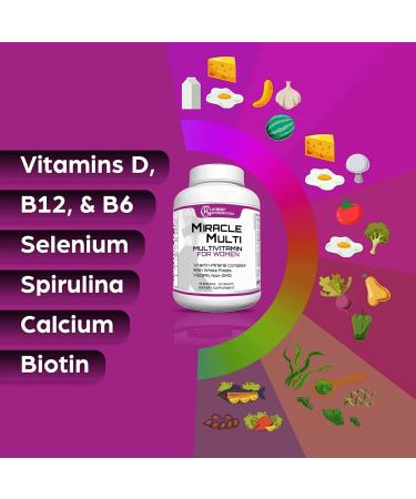 Hybrid Nutraceuticals MiracleMulti Women Multivitamin with Probiotics Biotin Folic Acid Enzymes + Fruit & Vegetable Blend - Immune Support Heart Health Energy: 60 Servings (Non-GMO) 1 - Buy Online on GoSupps.com