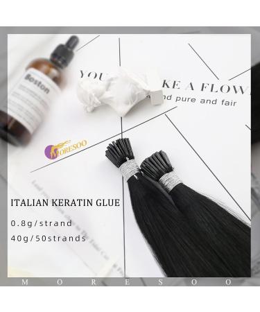 Moresoo I Tip Extensions - Real Hair 60 cm Pre-Bonded Keratin Extensions | #1 Pech Blip | 40g Pack | 24 Inch I-Tip Hair Extensions - Buy Online on GoSupps.com