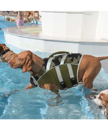 Kuoser Dog Life Jacket - Durable & High Buoyancy Vest for Small Medium Large Dogs - Secure Swim Vest in Green Camouflage - Buy Online on GoSupps.com