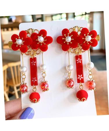 MAGICLULU 2 Pairs Tassel Antique Style Hair Clip Hair Clips Chinese Tassel Hair Clip Kid Hanfu Headwear Archaistic Chain Hair Clip Hanfu Hair Clip Red Girl Synthetic Beads Geisha - Buy Online on GoSupps.com