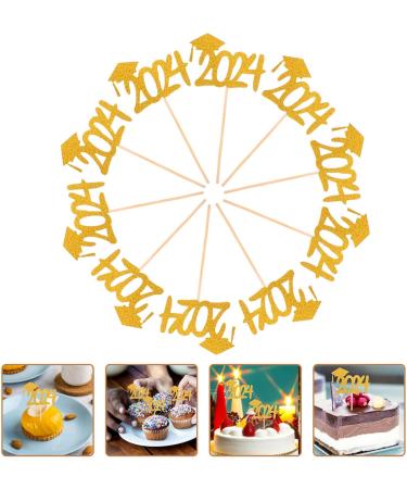 BESTonZON 10 Pack 2024 Graduation Cupcake Toppers Glitter Graduation Cupcake Picks 2024 Grad Cap Graduation Theme Party Cupcake Decorations - Buy Online on GoSupps.com