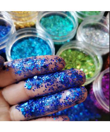 Veroa 12 Colors Chunky Glitter Set for Face, Body, and Hair - Festivals, Parties, Raves - Bright Festive Accessories (5g*12PCS) - Buy Online on GoSupps.com