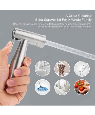 Stainless Steel Baby Cloth Diaper Sprayer Kit - Handheld Bidet Set with Hose, Nozzle, T-Valve, Tank Mount Hook - Toilet Shower Cleaner and Washer Rinse - Buy Online on GoSupps.com