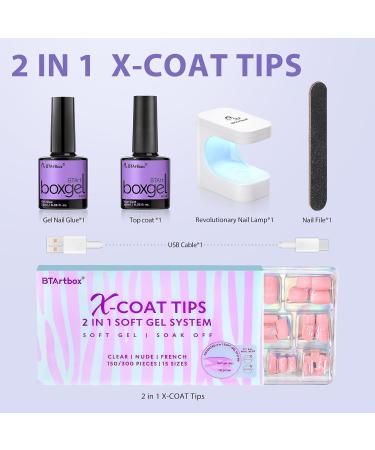 BTArtbox XCOATTIPS Natural Nail Kit - Short Coffin Nail Tips with Gel Glue Top Coat & Lamp | All-in-One Soft Gel Press-On Nails | Perfect Fall Day Gift S Coffin - Buy Online on GoSupps.com