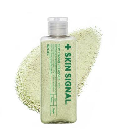 SKIN SIGNAL Green Clay Enzyme Cleanser Whitehead Remover Powder Cleanser Deep Pore Cleansing with PHA Gentle Exfoliating Face Wash Facial Scrub for Blemish-Prone Skin Korean Skin Care