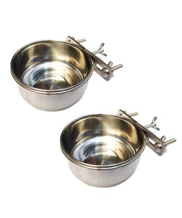 BobbyPet Multi-use Birds Food and Water Feeder No-Tipping Stainless Steel Suit for Birds and Small Animals. (2 Pack)