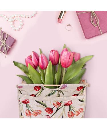 Exquisite Knitting Tote Bag with Wood Handle for Needles and Sewing Tools - Red Flower Design - Buy Online on GoSupps.com