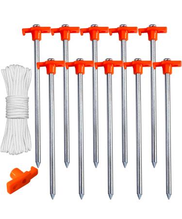 ABCCANOPY Tent Stakes Camping Tent Stakes, 10pc-Pack (Orange) 11 inch Orange