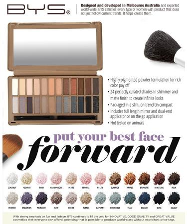 BYS Nude Exposed Eyeshadow Palette - 24 Highly Pigmented Colors in Tin Kit with Mirror | Matte & Metallic Shades for International Shipping - Buy Online on GoSupps.com