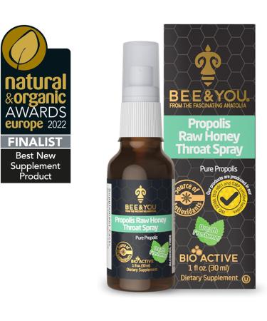 BEE and YOU Propolis Throat Spray - 300 mg Bee Propolis per day - Natural Immune Support Sore Throat Relief Antioxidants Keto Paleo Gluten-Free 1 Fl Oz (30 ml) (Propolis) - Buy Online on GoSupps.com