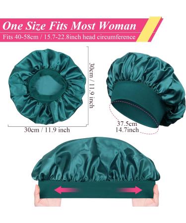 2pcs Silk Satin Bonnet for Curly Hair | Night Sleep Cap for Women - Black Blue - Buy Online on GoSupps.com