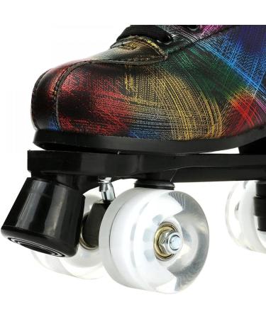 High-top Unisex Lightning Pattern Roller Skates | Double Row Four Wheels | Ideal for Beginners | Black with Flash Wheel - Size 43 - Buy Online on GoSupps.com