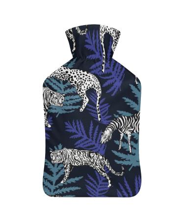 Hot Water Bottle With Lid Animals Leopard Pattern Rubber Hot Water Bag For Pain Relief Cramps Foot Warmer Hot And Cold Therapy