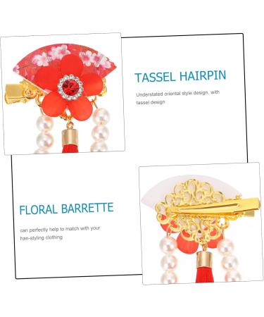 Beavorty 1 Pair hair accessories festival red hairpins new year red hairpins Chinese Style Hair Clips new year floral hair clips styling hair clips clip girl child tassel Acrylic - Buy Online on GoSupps.com