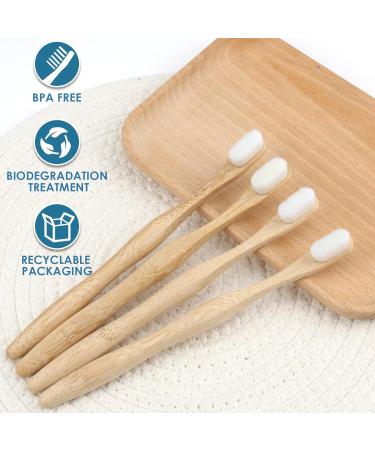 Srlwmyi Bamboo Toothbrush Set | 4 Nano Soft Vegan Brushes | 100% BPA-Free & Eco-Friendly | Biodegradable Dental Care - Buy Online on GoSupps.com