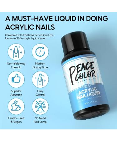 PEACECOLOR Acrylic Liquid Nail Manicure Kit 30ML Professional Acrylic Liquid Monomer Nail PB01-008 - Buy Online on GoSupps.com