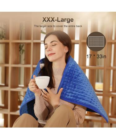 Durpeak Extra Large Heating Pad for Back Pain Relief - Moist Heat Therapy for Shoulders, Neck, Cramps & Arthritis - 17 x 33 - Sapphire Blue - Buy Online on GoSupps.com
