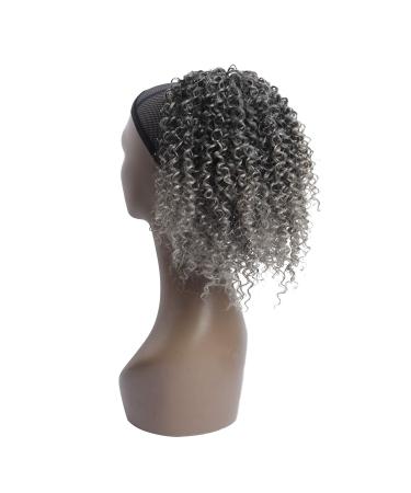 YEBO Afro Drawstring Curly Ponytail Drawstring 10 Inch Curly Pony Hair Pieces Ombre gray color for African American Women Afro Kinky Synthetic Ponytail Extension(M1B/Gray,10Inch) 10 Inch (Pack of 1) M1B/Gray