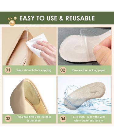 Heel Pads for Loose Shoes | Women's Comfort Inserts | Stop Heel Slip & Blisters | 3 Pairs - Beige Black Clear - Buy Online on GoSupps.com
