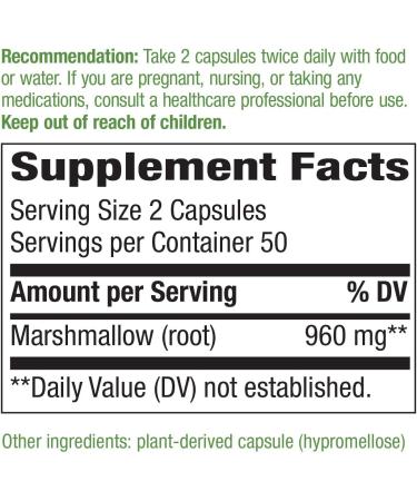 Nature's Way Marshmallow Root 960 mg - 100 Vegan Capsules for Digestive Support - Buy Online on GoSupps.com
