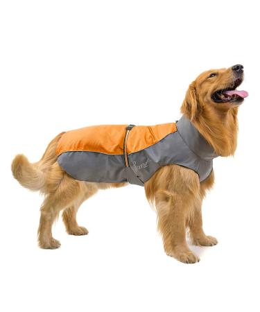 Ranphy dog rain coat waterproof for medium and large dogs reflective rain cover breathable with abdominal protection dachshund labrador dog jacket ultra -light safe dog cladding orange 4xl 4xl (breast size: 70cm) orange and gray
