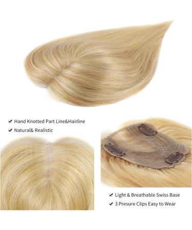 Blonde Human Hair Topper for Women | 10 Inch Thinning Hair Solution | Top Hairpieces Warm Blonde with Highlights - Buy Online on GoSupps.com